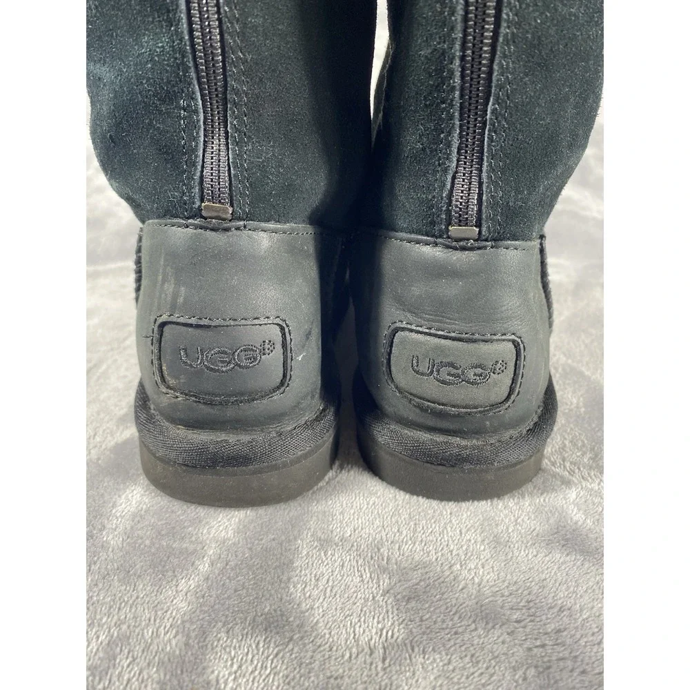 Ugg Australia Tall Boots Kids Sz 4 Jesslyn Classic Black Suede Warm Sherpa Comfy